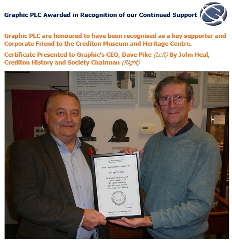 Graphic PLC Awarded in Recognition of our Continued Support